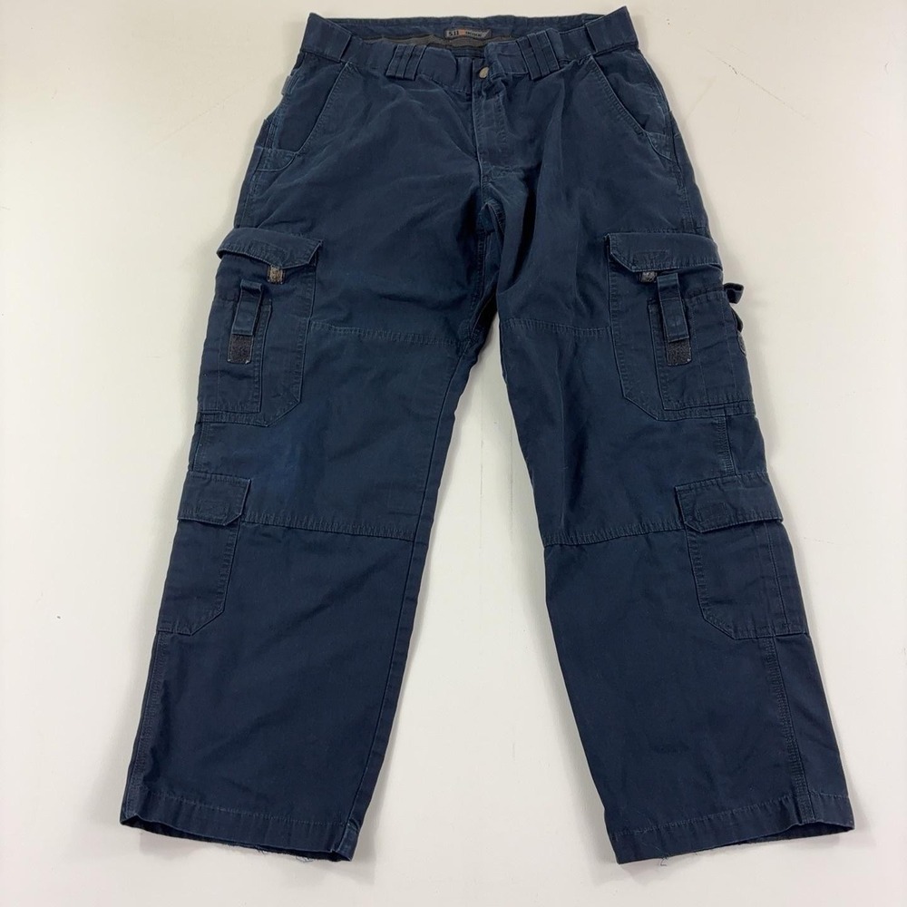 5.11 Tactical Series Pants Mens 36x30 Blue Cargo Ripstop Relaxed Workwear